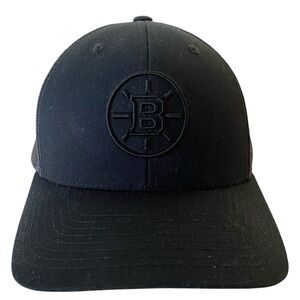 Boston Bruins NHL Black Snap Back Trucker Hat with Black Logo  Yupoong Classics
